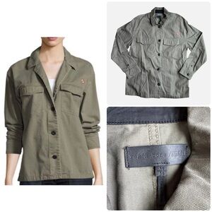 Rag & Bone Irving Shirt Jacket Olive Green Heart Embroidery Button Up Women’s M